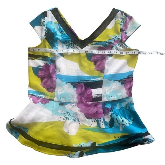 Worthington Floral V-Neck Peplum Blouse Top MT NWT - Picture 5 of 14